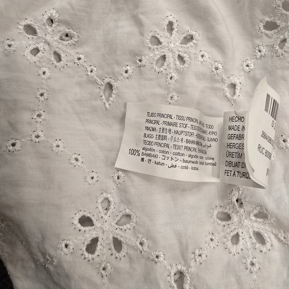 Zara Eyelet Babydoll Tie Front Top White Size S - Picture 7 of 7